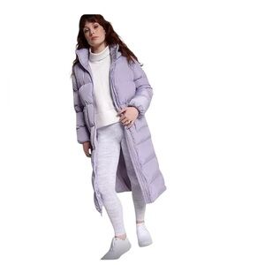 Calia Women’s Long Line Snap Puffer Jacket Metal Lilly Purple Size Large New